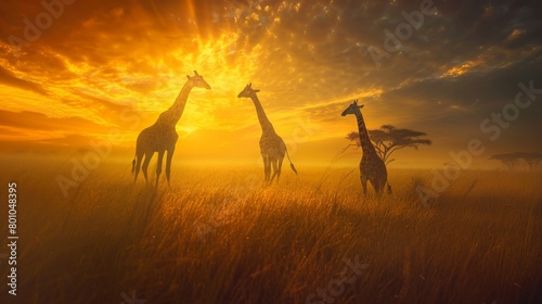 giraffes in Kenya National Park  Africa