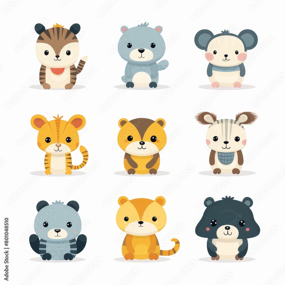 Collection of Adorable Cartoon Animal Characters