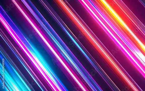 Colorful abstract background with colorful light streaks and stripes in neon colors on a black background Abstract futuristic design for a banner, poster or cover Vector illustration Detailed renderin