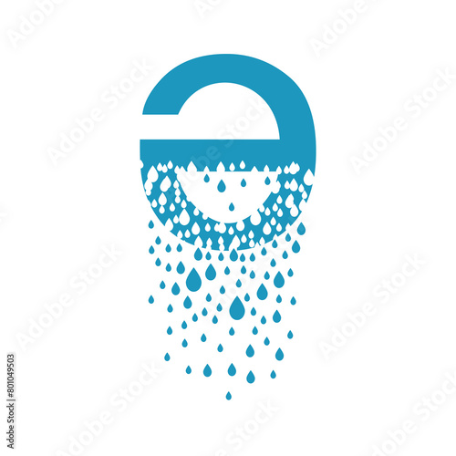 Azerbaijan or Turkish letter with effect of dissolves into droplets. Drops of liquid fall out as precipitation. Destruction effect. Dispersion