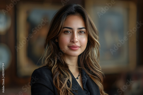 Meticulous Businesswoman Portrait in Black Jacket photo
