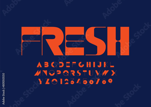 Vector of stylized modern font and alphabet