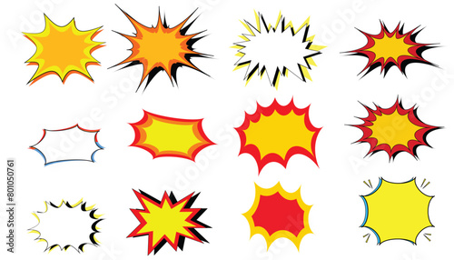 Collection of Comic Explosion Burst Vector Illustration