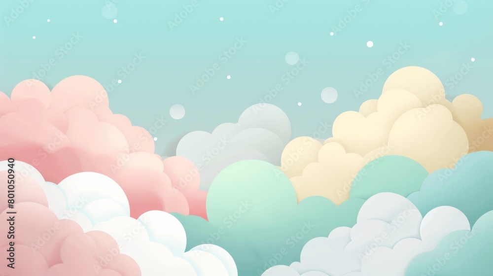 Serene Pastel Cloudscape with Dreamy Bokeh Background