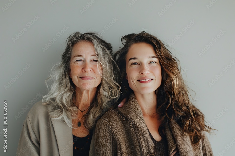 Beauty interventions in aging enhance skin elasticity and facial care in detailed life stage portraits.