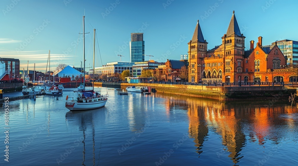 Cardiff Revitalized Waterfront Skyline