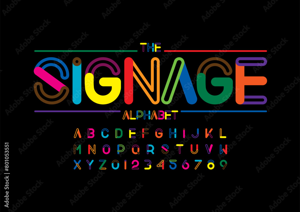 Fototapeta premium Vector of stylized modern font and alphabet