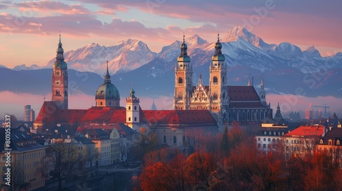 Munich Bavarian Alps Skyline photo