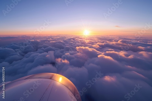 Concorde at Sunrise: Aerial View of Dynamic Jet Engine at High Altitude for Business Travel photo