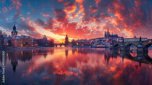 Prague Historic Bridges Skyline
