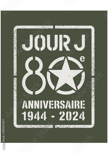 Peinture au pochoir sur le 80eme Anniversaire du débarquement de Normandie en vectoriel