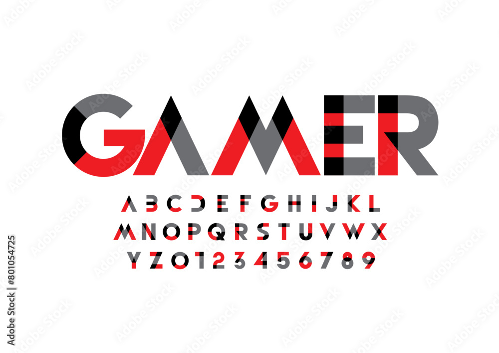 Obraz premium Vector of stylized modern font and alphabet