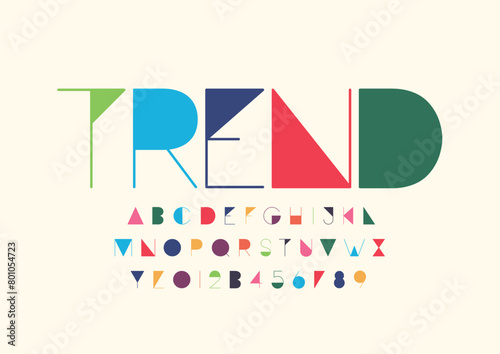 Vector of stylized modern font and alphabet