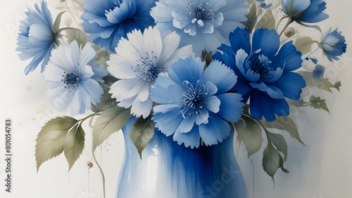 bouquet of blue flowers  ai generated