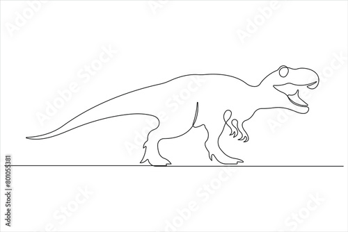 Continuous one line art drawing of dinosaur brachiosaurus outline vector illustration