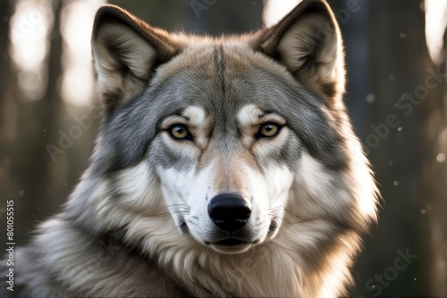  portrait canis wolf grey lupus canino predator animal mammal creature wildlife outside outdoors winter snow nature natural horizontal closeup 