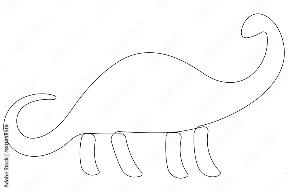 Continuous one line art drawing of dinosaur brachiosaurus outline vector illustration Continuous one line art drawing of dinosaur brachiosaurus outline vector illustration