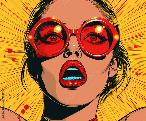 Face portrait of a women, pop art style