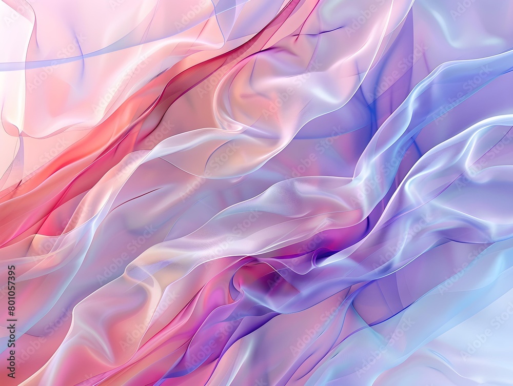 Obraz premium dynamic and colorful abstraction, reminiscent of silky fabrics in motion, with a palette of pink, purple, blue, and white