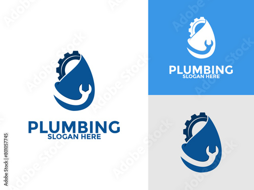 Plumbing Service Logo Vector, Water Service Logo Template
