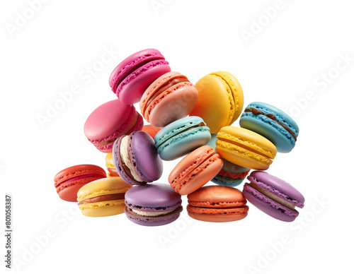 Wallpaper Mural Colorful macarons arranged in a random pattern, isolated on a white background, showcasing variety and indulgence. Generative AI Torontodigital.ca
