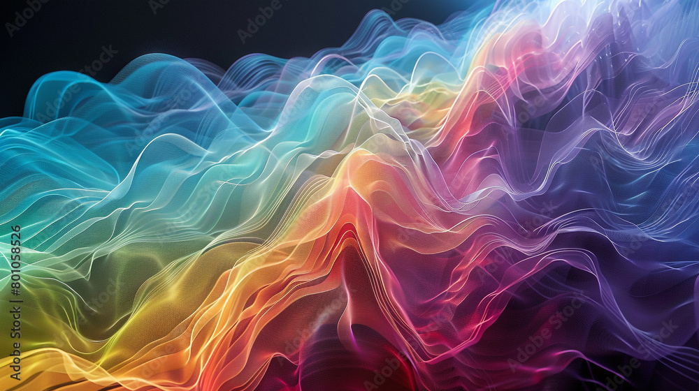 Chromatic spectrum waves embodying the essence of scientific exploration.