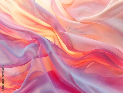 Abstract blend of flowing fabrics in vibrant shades of pink, purple, blue, and white, creating a dreamy and ethereal visual effect