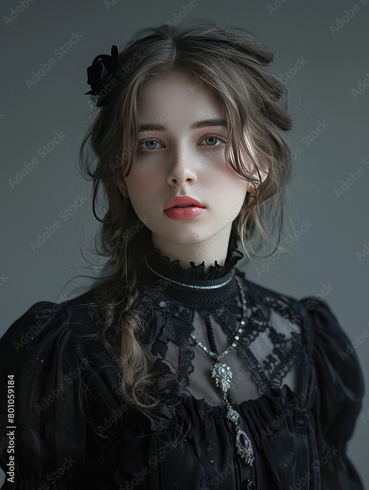 Close up of a white cute gothic girl Close up of a white cute gothic girl