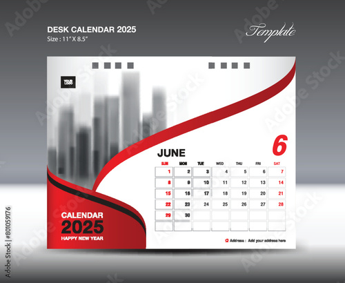 June 2025 - Calendar 2025 template vector, Desk Calendar 2025 design, Wall calendar template, planner, Poster, Design professional calendar vector, organizer, inspiration creative printing
