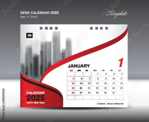 January 2025 - Calendar 2025 template vector, Desk Calendar 2025 design, Wall calendar template, planner, Poster, Design professional calendar vector, organizer, inspiration creative printing