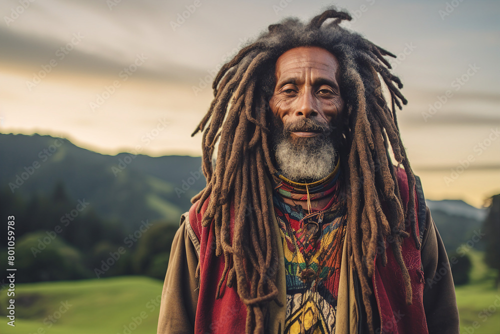 Funky hippie person with big chevelure volume hairstyle dreadlocks at bohemian style party Generative AI Funky hippie person with big chevelure volume hairstyle dreadlocks at bohemian style party Generative AI