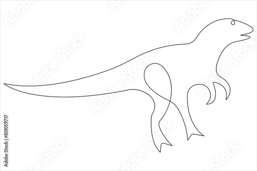 Continuous one line art drawing of dinosaur brachiosaurus outline vector illustration