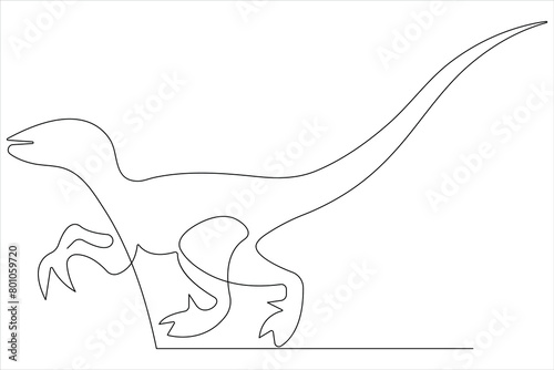 Continuous one line art drawing of dinosaur brachiosaurus outline vector illustration