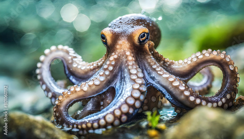 Mystical Octopus Embracing the Rock. Generative AI © SolaruS