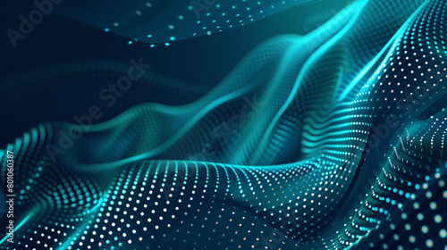 Fresh blue and teal abstract dot wave, fluid design for contemporary walls.