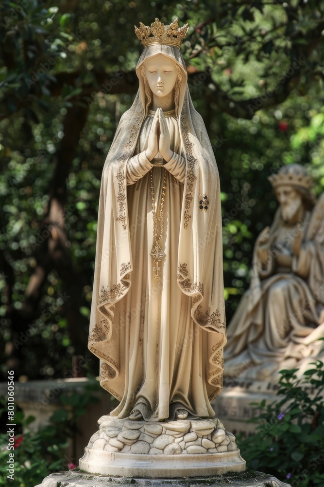 Statue of Our Lady of Fatima in Beautiful Marble Finish. Part of Historical Portuguese Church