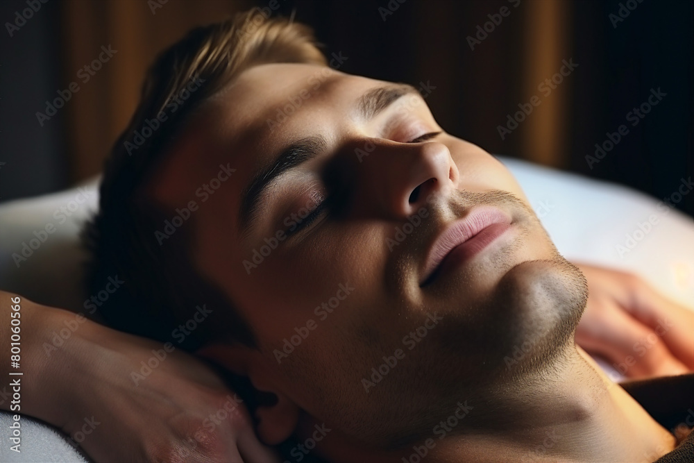 Ai generative image of masseur work manual therapy face massage in spa center Ai generative image of masseur work manual therapy face massage in spa center