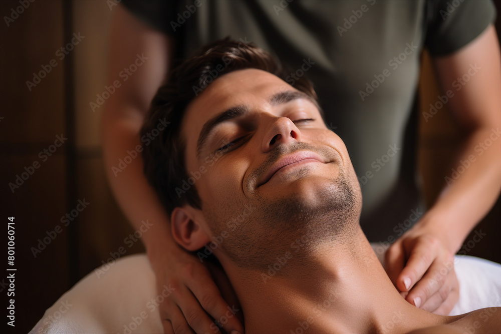 Ai generative portrait of masseur work manual therapist making anti aging face massage in spa center Ai generative portrait of masseur work manual therapist making anti aging face massage in spa center