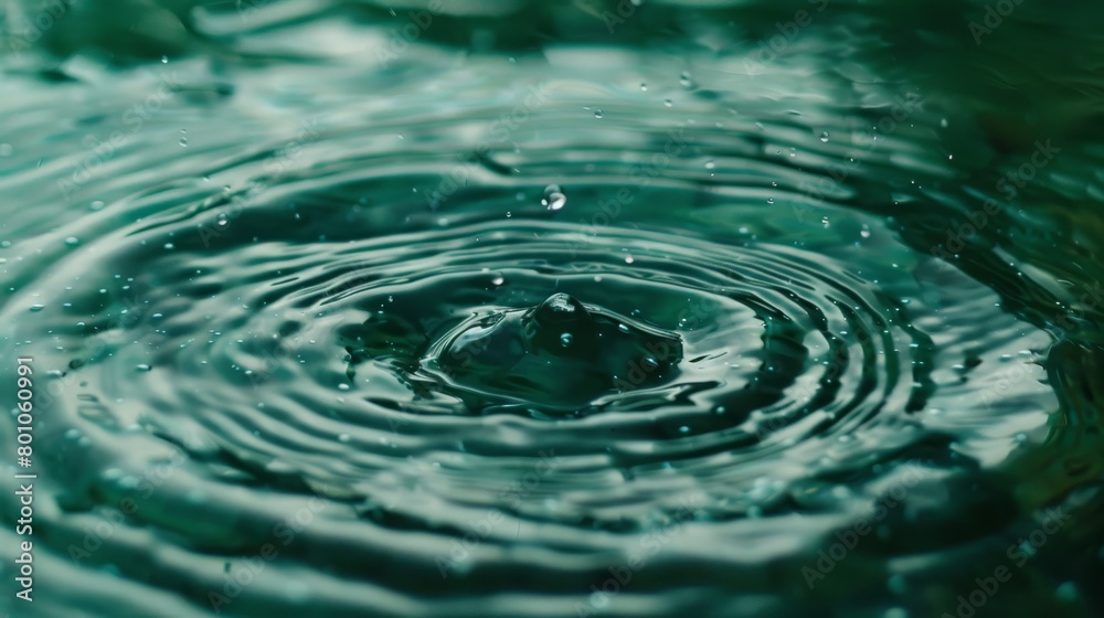 Drop of water in the center creates small waves, surrounded by still mint green water, butterflyeffect, 16:9 Drop of water in the center creates small waves, surrounded by still mint green water, butterflyeffect, 16:9