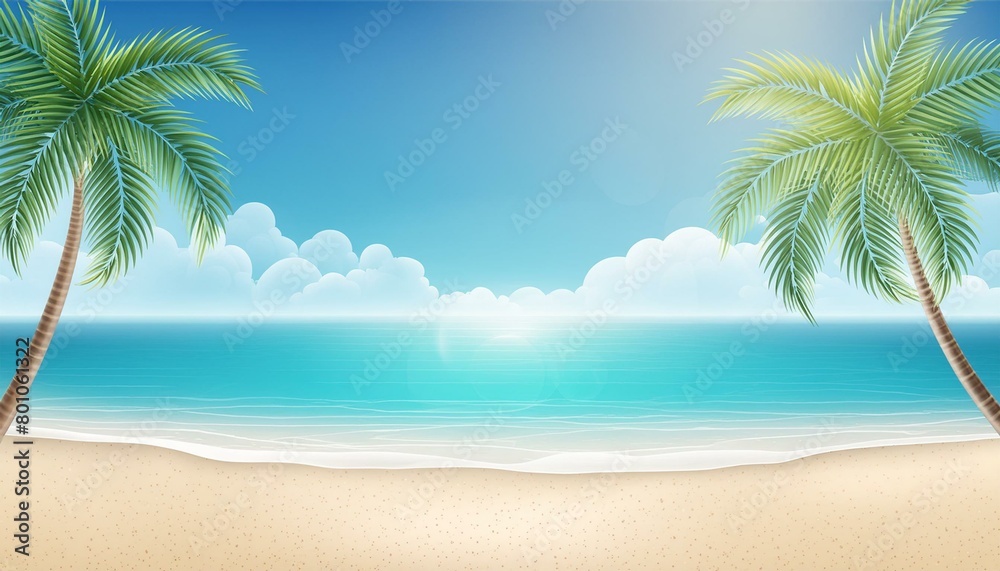 beach with palm trees ai generative 