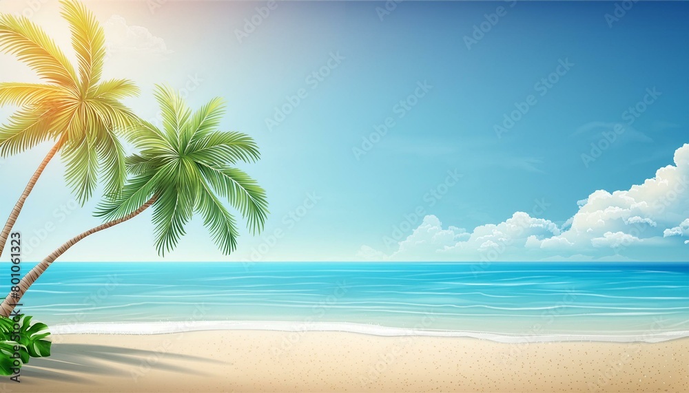 beach with palm tree ai generative 