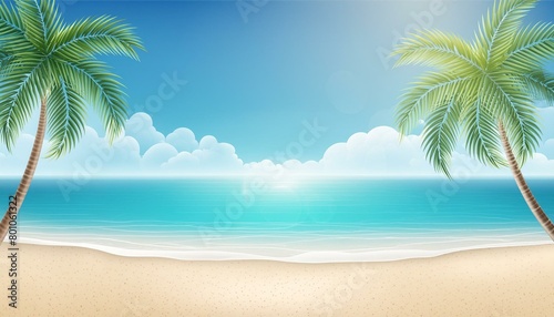 beach with palm trees ai generative 