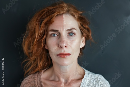 Wrinkle and skin care routines split in aging stage portraits highlighting hair color and dye methods.