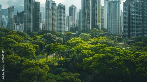 cityscape with lush greenery