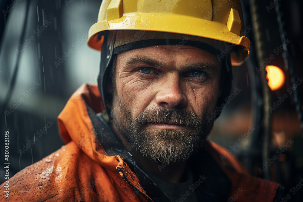 Generative AI picture Portrait of construction worker wearing a protective safety uniform clothes helmet at big building Generative AI picture Portrait of construction worker wearing a protective safety uniform clothes helmet at big building