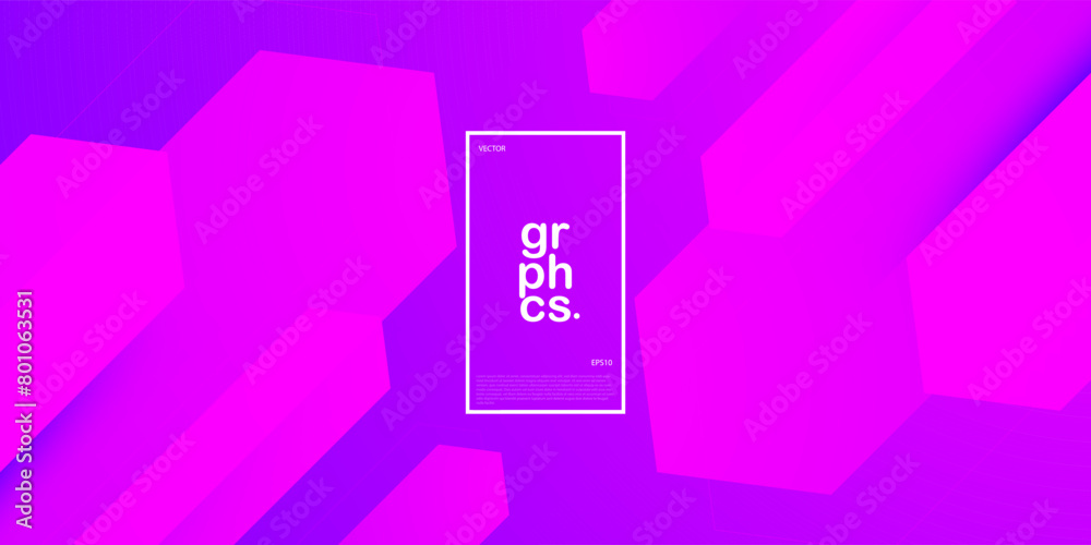 Obraz premium Colorful purple dynamic gradient abstract background. Hexagonal pattern shapes. Cool design. Eps10 vector