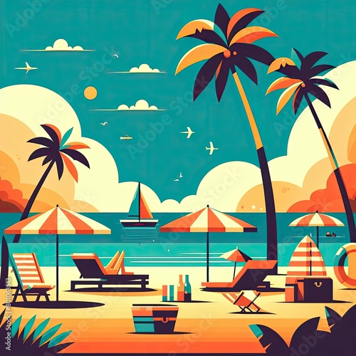 Tropical Summer theme background with Generaive AI.