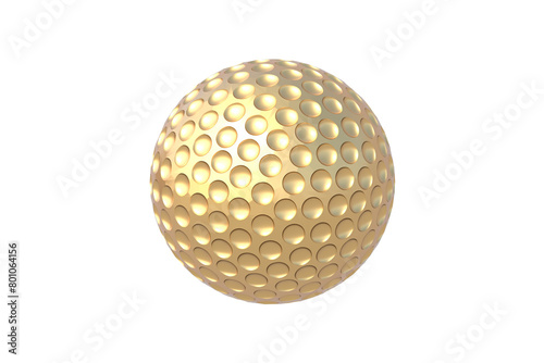 Golden golf ball isolated on white background. 3d render