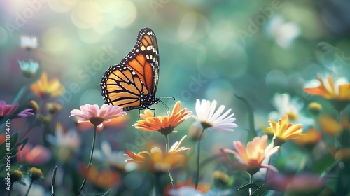 butterfly flies among flowers © Studio KIVI