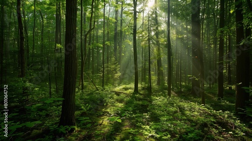 Lush summer forest with streaming sunlight © Studio KIVI